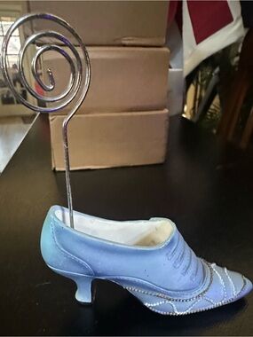 Source Unknown Light Blue Decorative Heeled Shoe Photo Holder